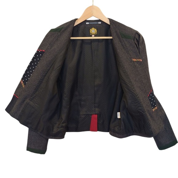 Vtg German wool blend Hammerschmid Gray blazer Mushrooms Octoberfest Euro Sz 36 - Picture 6 of 13